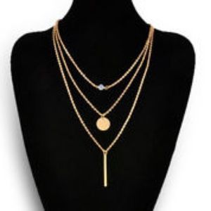 Stunning Gold 3 piece Necklace W/Crystal #J205